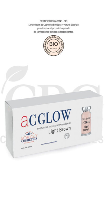 Viales Dermapen Suero Regenerador con Color AC Glow American Cosmetics Tono Ligth Brow 5 viales × 8ml