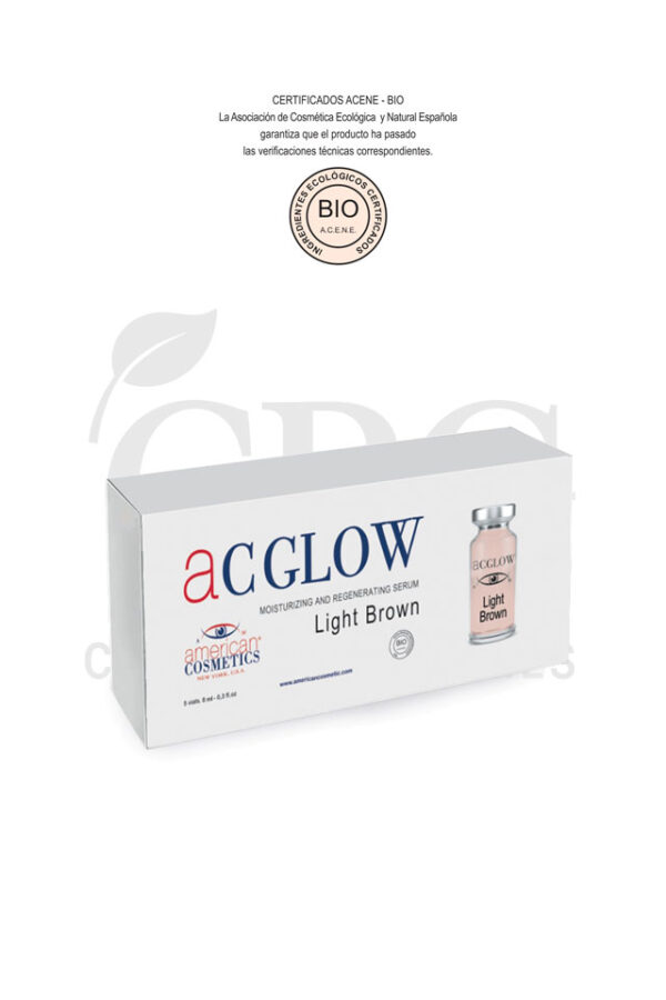Viales Dermapen Suero Regenerador con Color AC Glow American Cosmetics Tono Ligth Brow 5 viales × 8ml