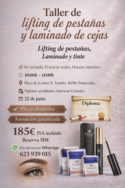 Curso de lifting de pestañas y laminado de cejas American Cosmetics