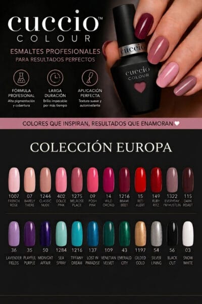 colección esmaltes cuccio colour 24 tonos