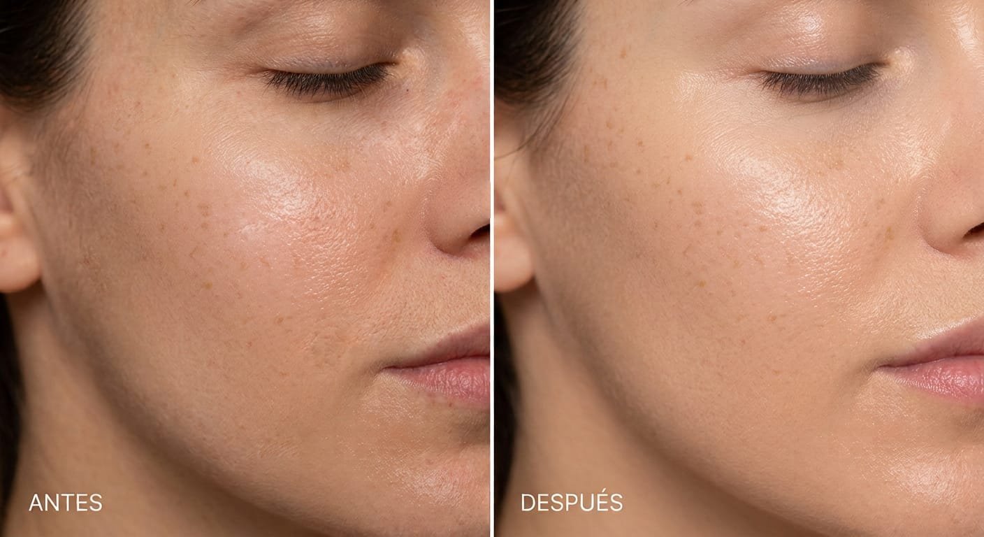 Antes y después de tratamiento BB Glow