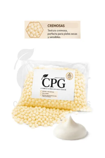 Plantilla productos Parafinas Quintanar 640×960 Cera depilatoria de abeja en perlas crema