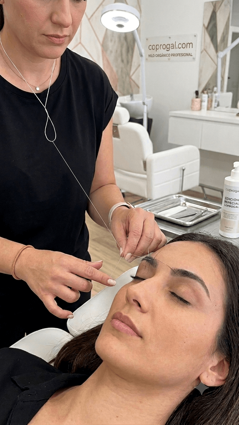 Guía avanzada de depilación con hilo y diseño de cejas: Técnica, visajismo y rentabilidad profesional