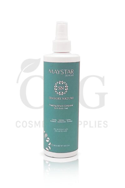 Peeling corporal AHA profesional Maystar Sensory Nature 500 ml con ácido glicólico 8% y ácido láctico 2%, exfoliante renovador para todo tipo de pieles