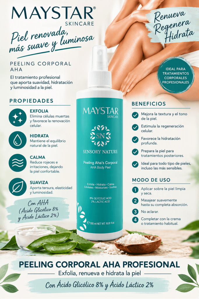 Peeling corporal AHA profesional Maystar Sensory Nature 500 ml con ácido glicólico 8% y ácido láctico 2%
